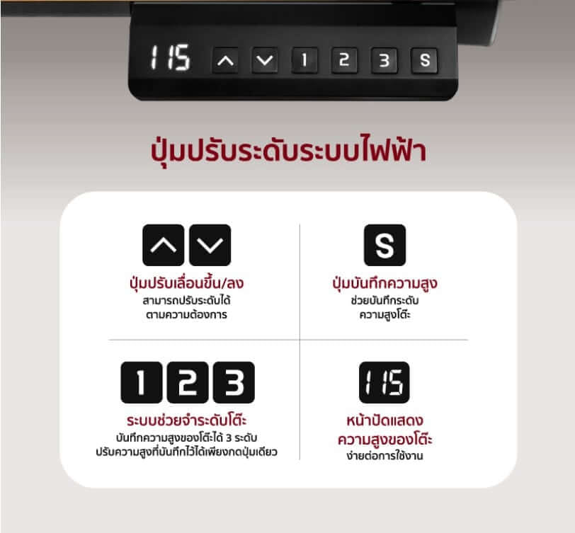 โต๊ะทำงานเพื่อสุขภาพ FENNIX รุ่น 120*60CM สีโอ๊ค/ขาว_5